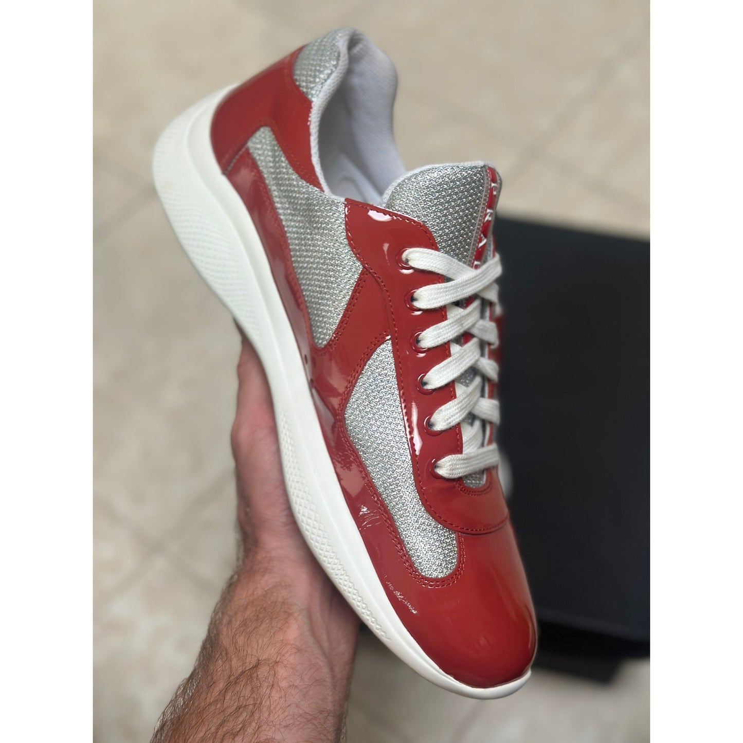 Prada America's Cup Sneakers Reddish Orange | Size 10Uk