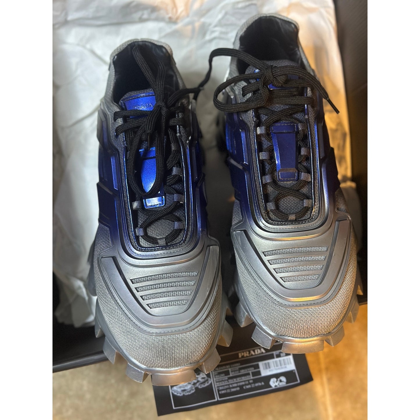Size 10 - Prada Cloudbust Thunder Knit Anthracite Royal Blue