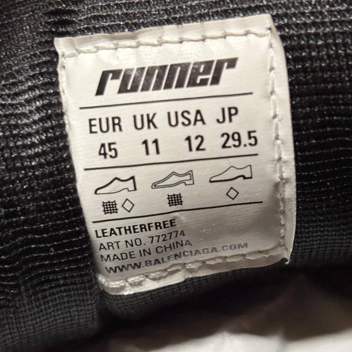 Balenciaga Runner Black & White Track Sneakers | Size 12US