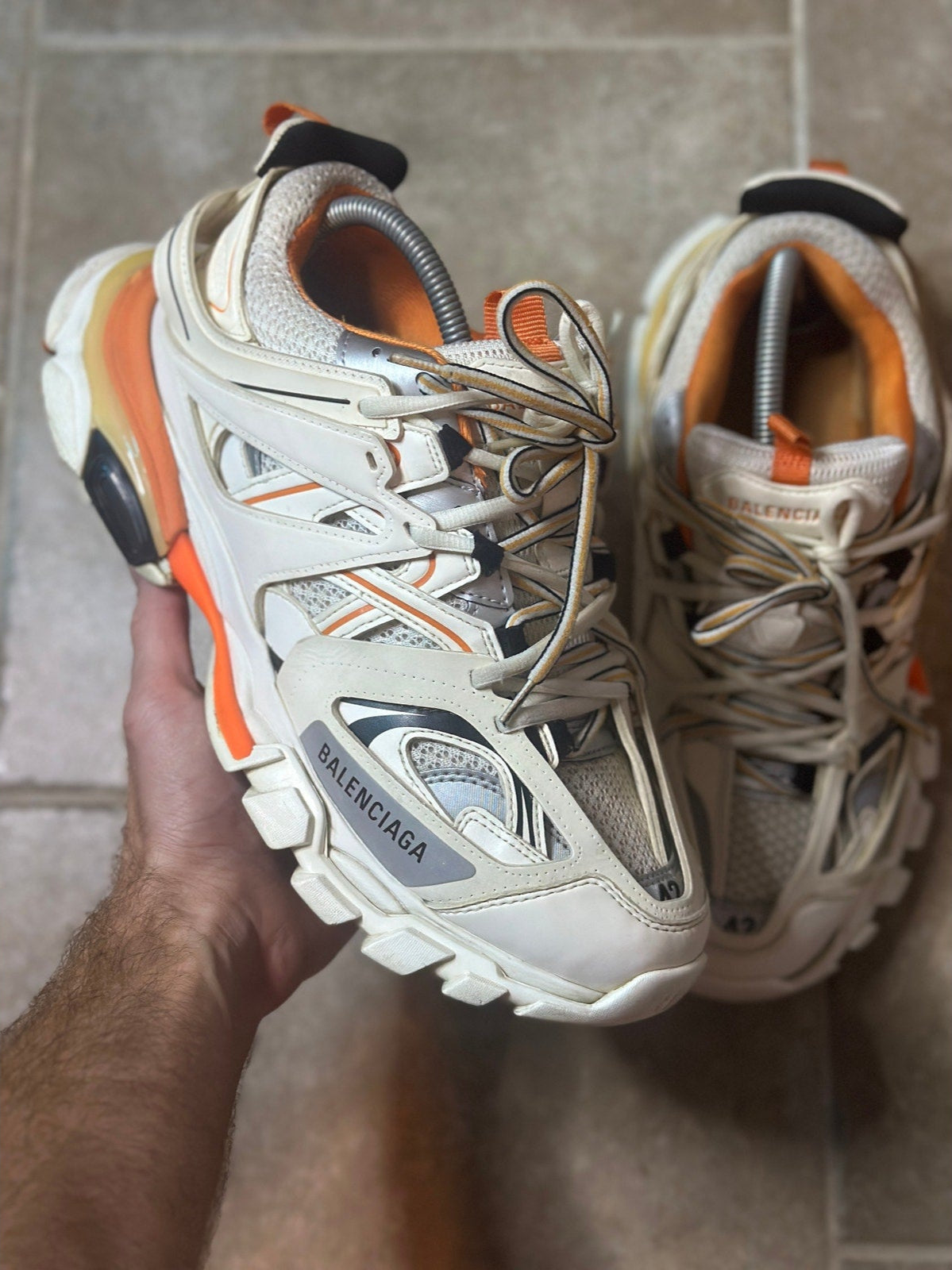 Size 9 - Balenciaga Track 'Orange White' Sneakers