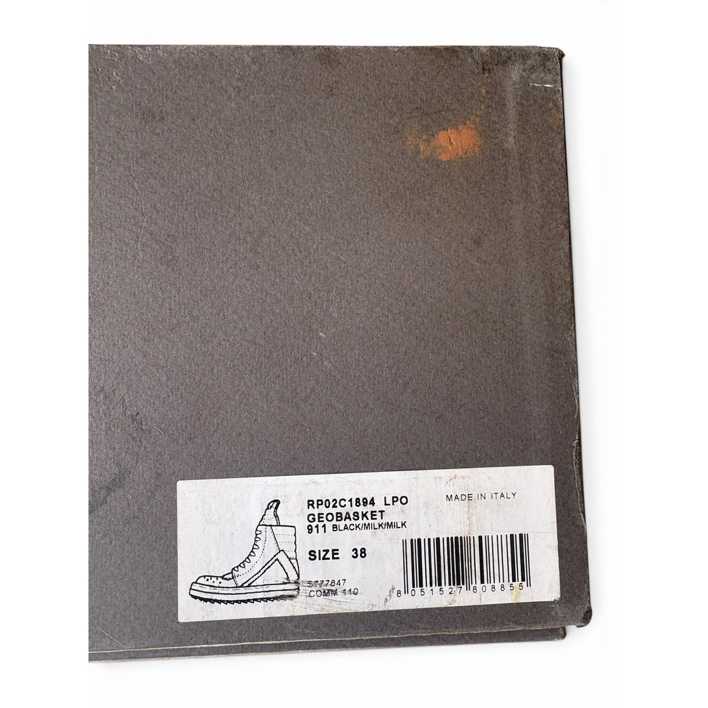 RICK OWENS Black & Off-White Geobasket Sneakers | Size 38EU