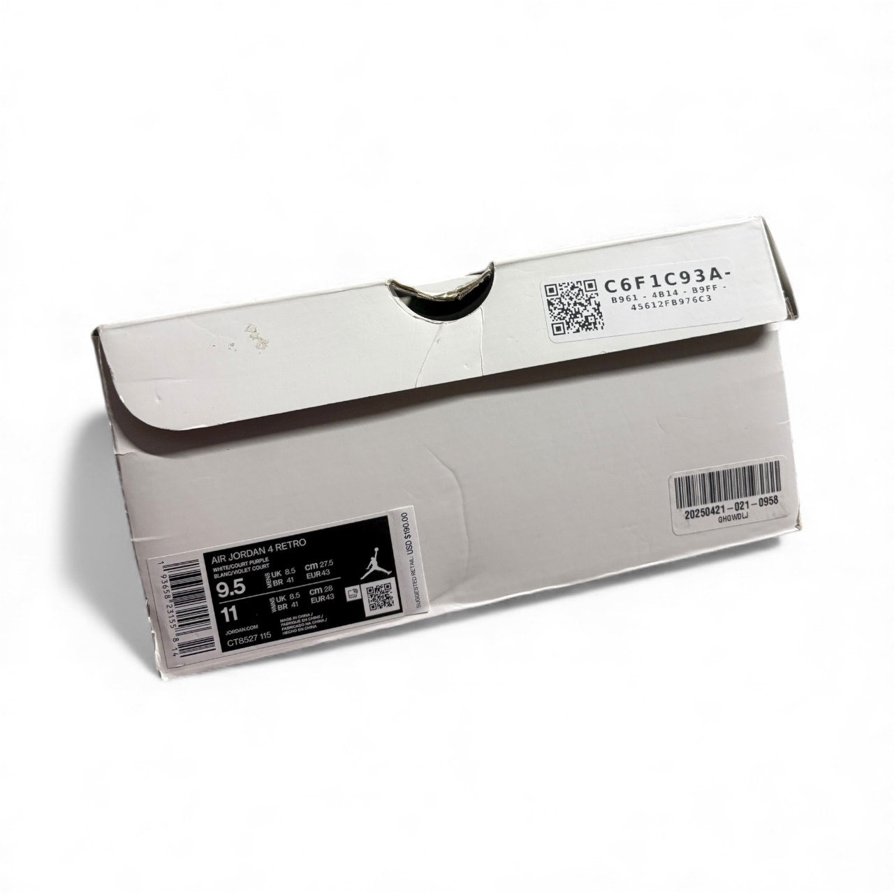 Size 9.5 - Air Jordan 4 Retro 'Purple Metallic' 2020