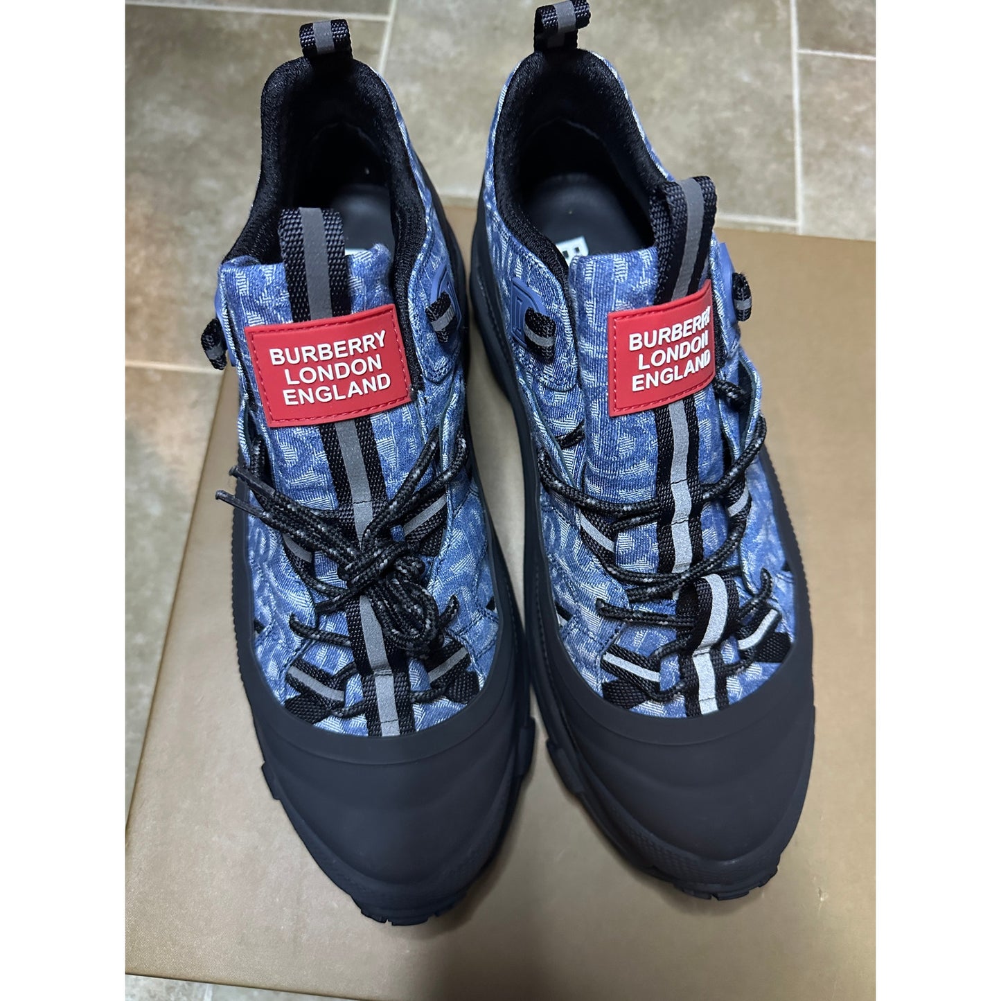 Burberry Arthur Monogram Print Sneaker Blue | Size 11US