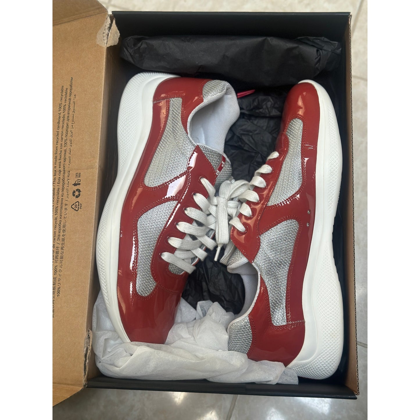 Prada America's Cup Sneakers Reddish Orange | Size 10Uk