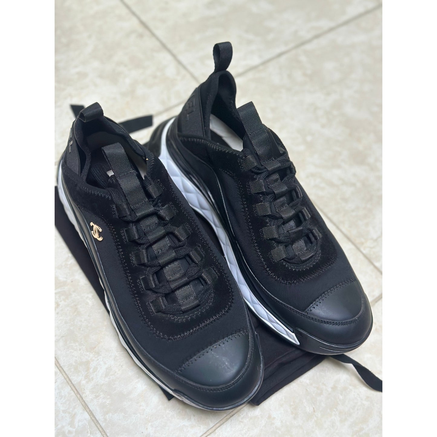 Size 9 - Chanel Men's Interlocking CC Logo Suede Sneakers