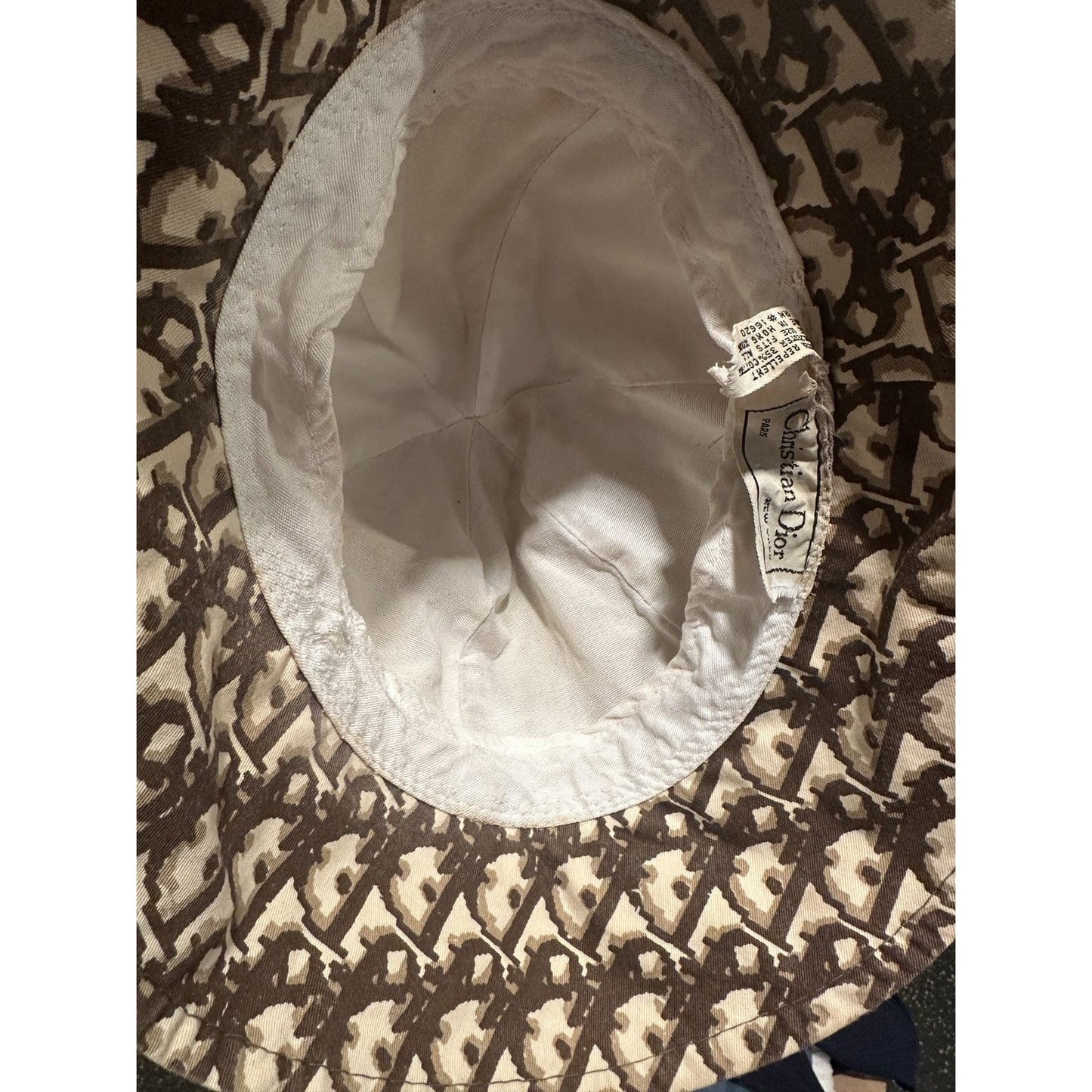 Vintage 80s Brown Cream Christian Dior Monogram Bucket Hat