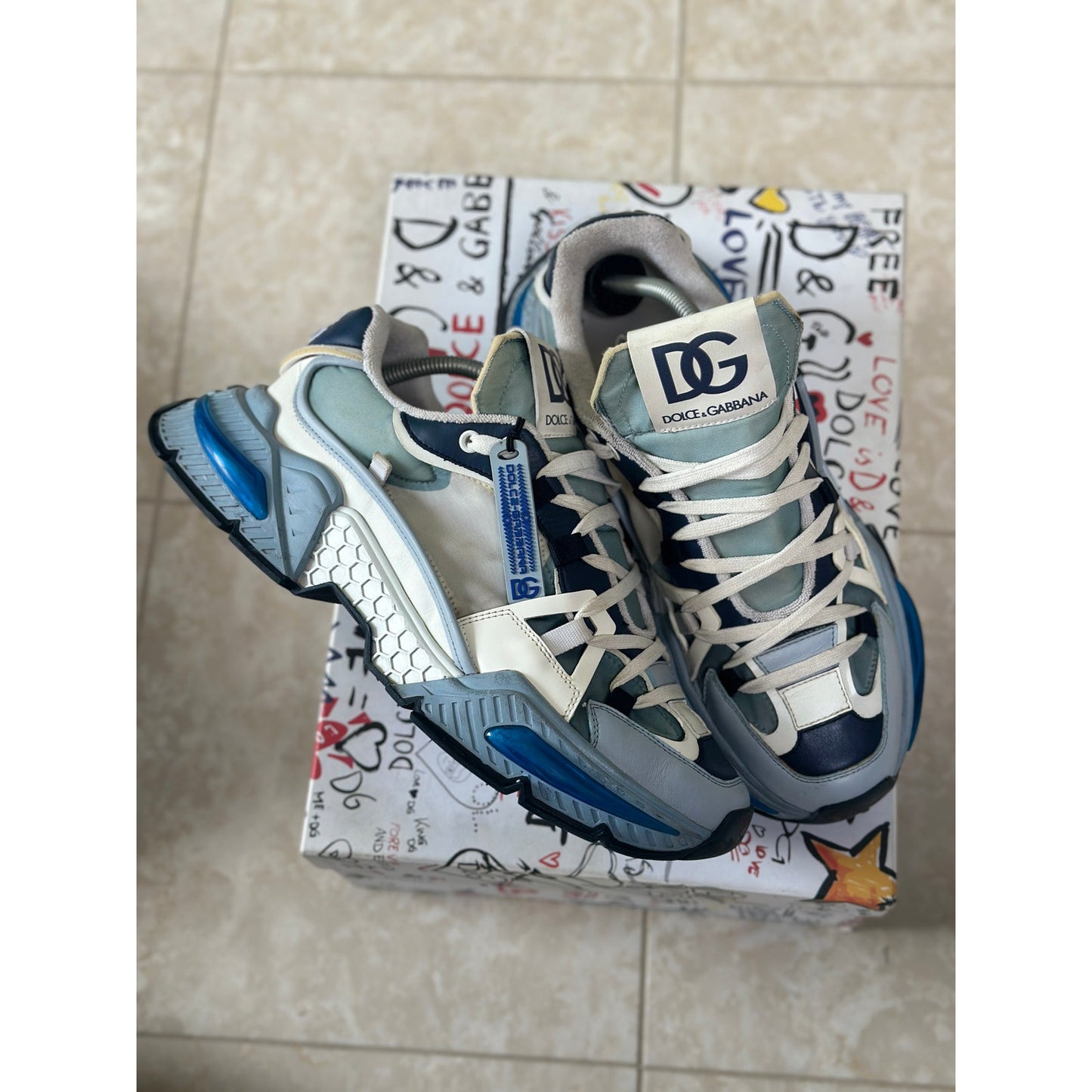 Size 11 - Dolce & Gabbana Airmaster panelled Blue sneakers