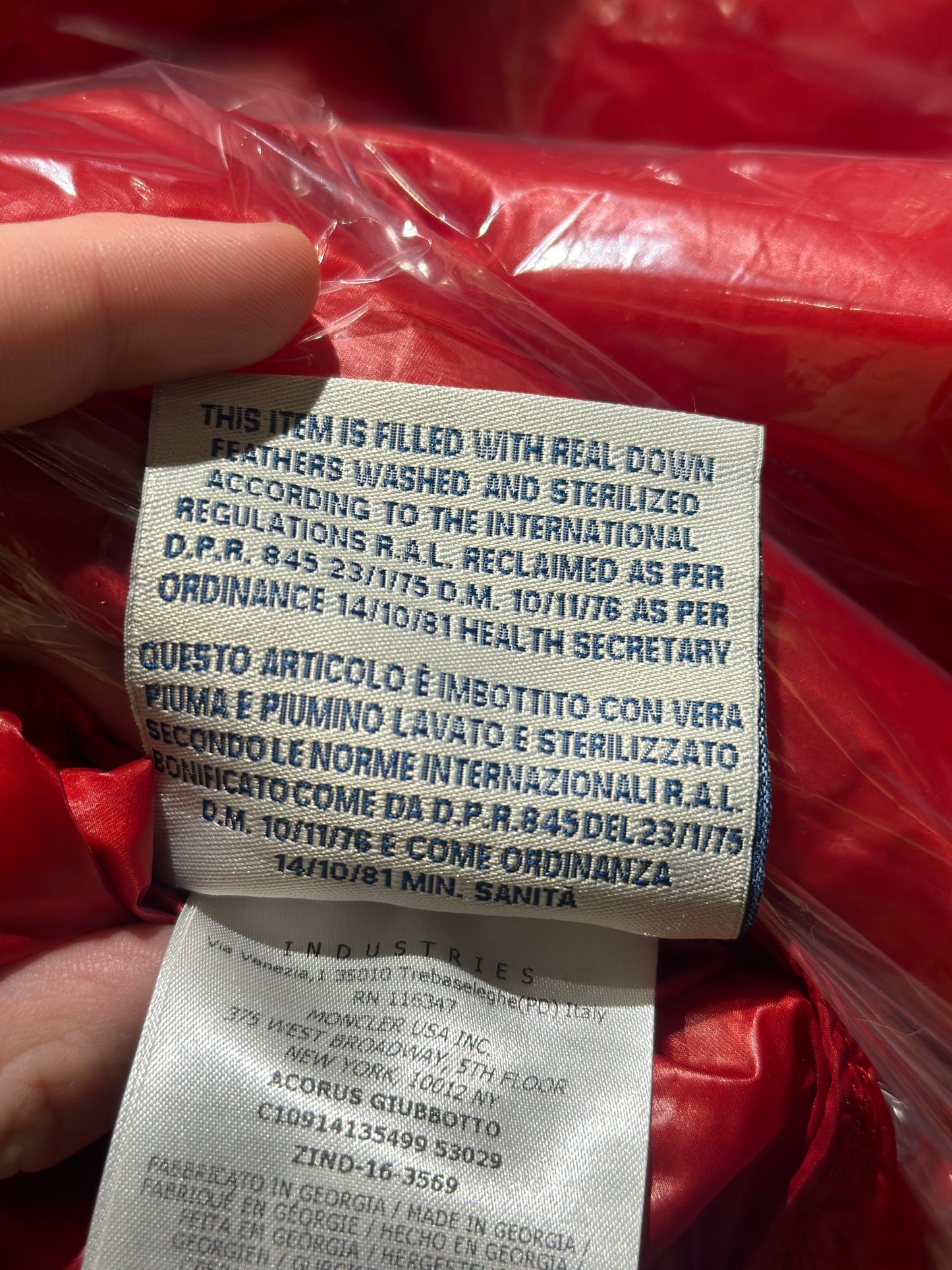 Large - Moncler Maya Red Down Light Jacket