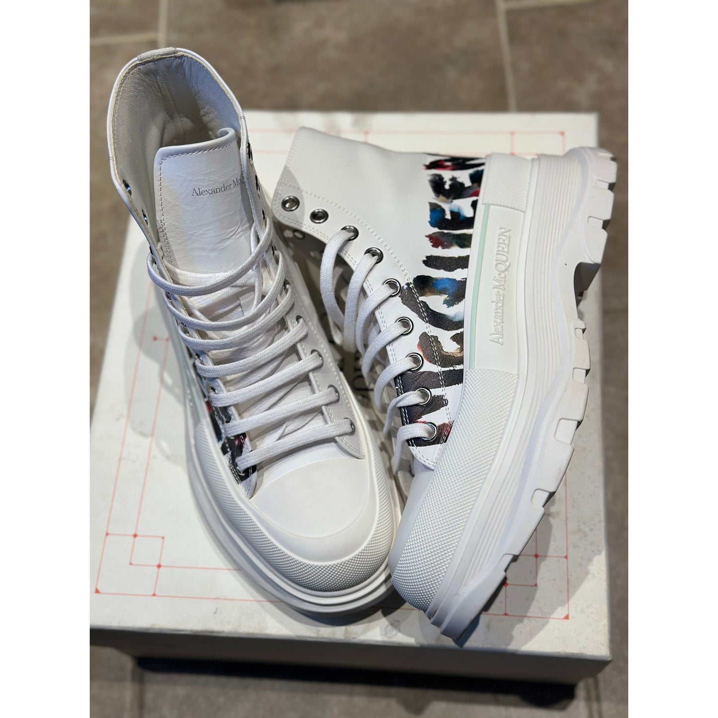 Size 9 - Alexander McQueen “High Top Lug Sole Sneakers”