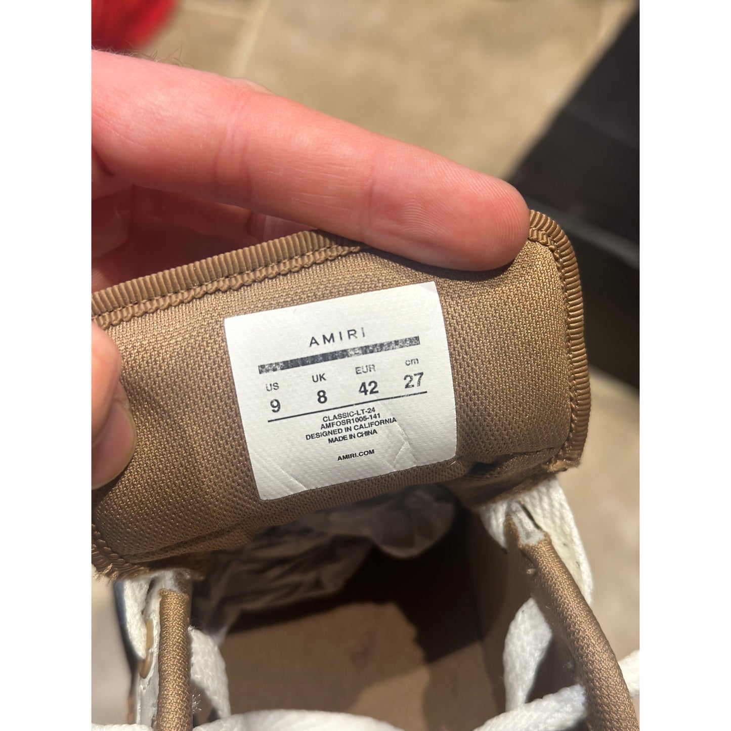 Size 9 - Amiri Mens Classic Low “White Brown”