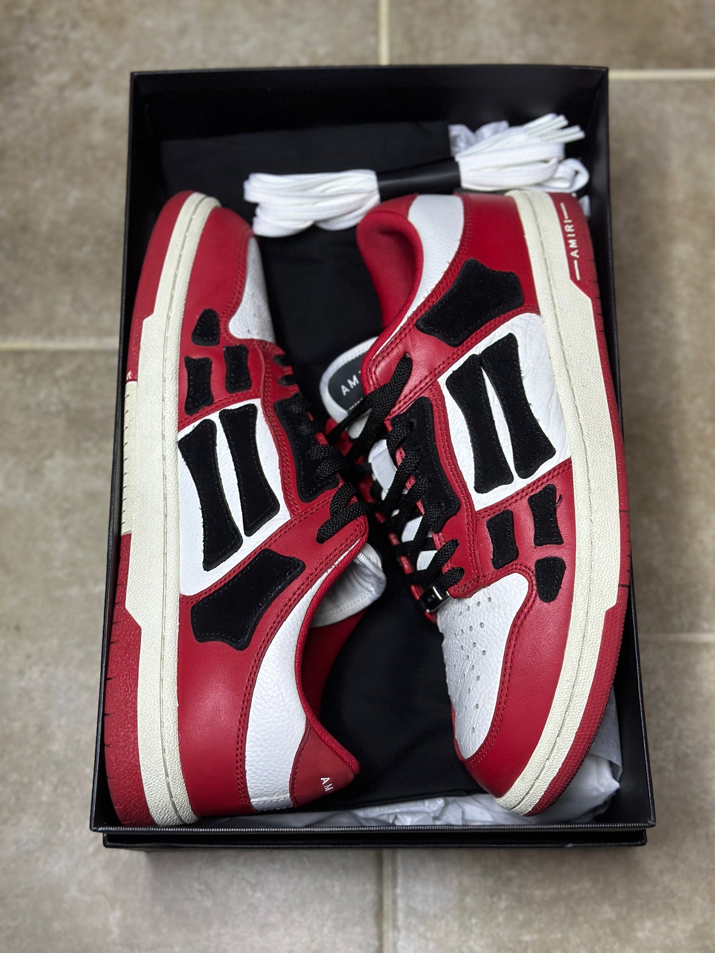 SIZE 10 - AMIRI SKEL-TOP LOW RED SNEAKER