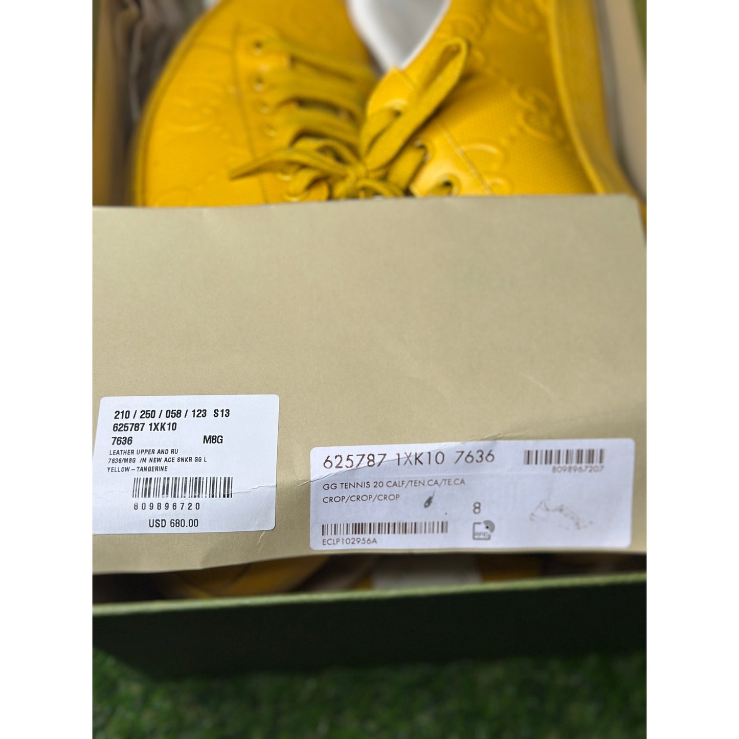 GUCCI GG Ace Yellow Leather Men's Sneakers