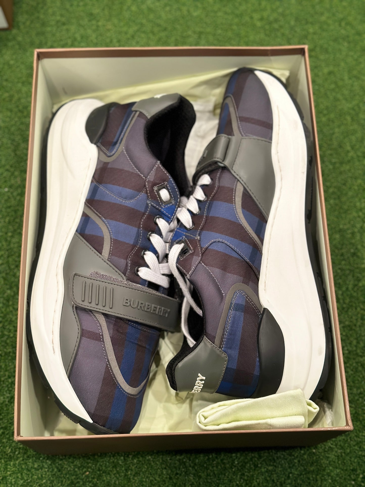 Size 15 - Burberry 'Nova Check - Blue' Sneakers