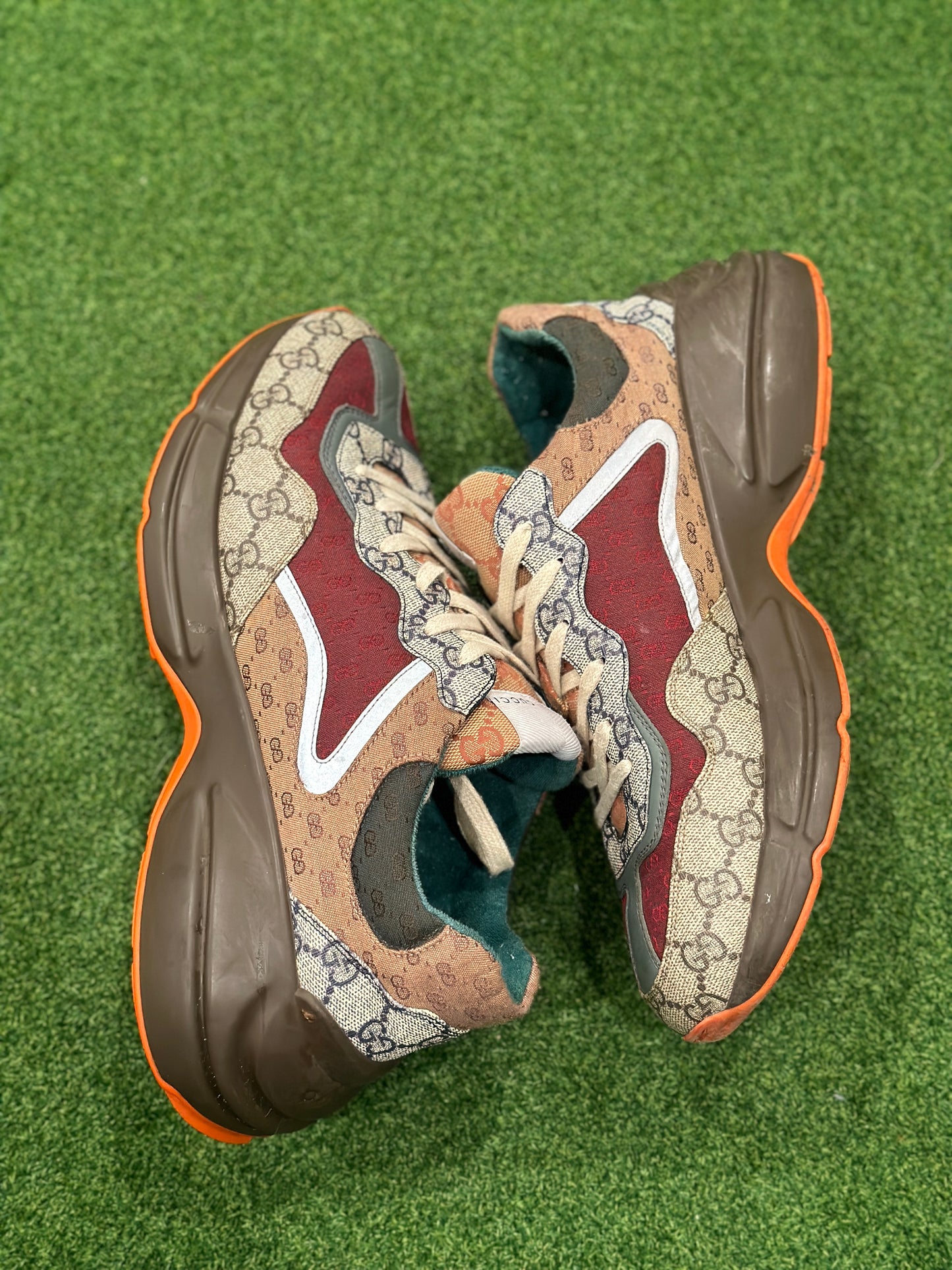 Size 11 - Gucci Rython Orange Brown Monogram Sneakers