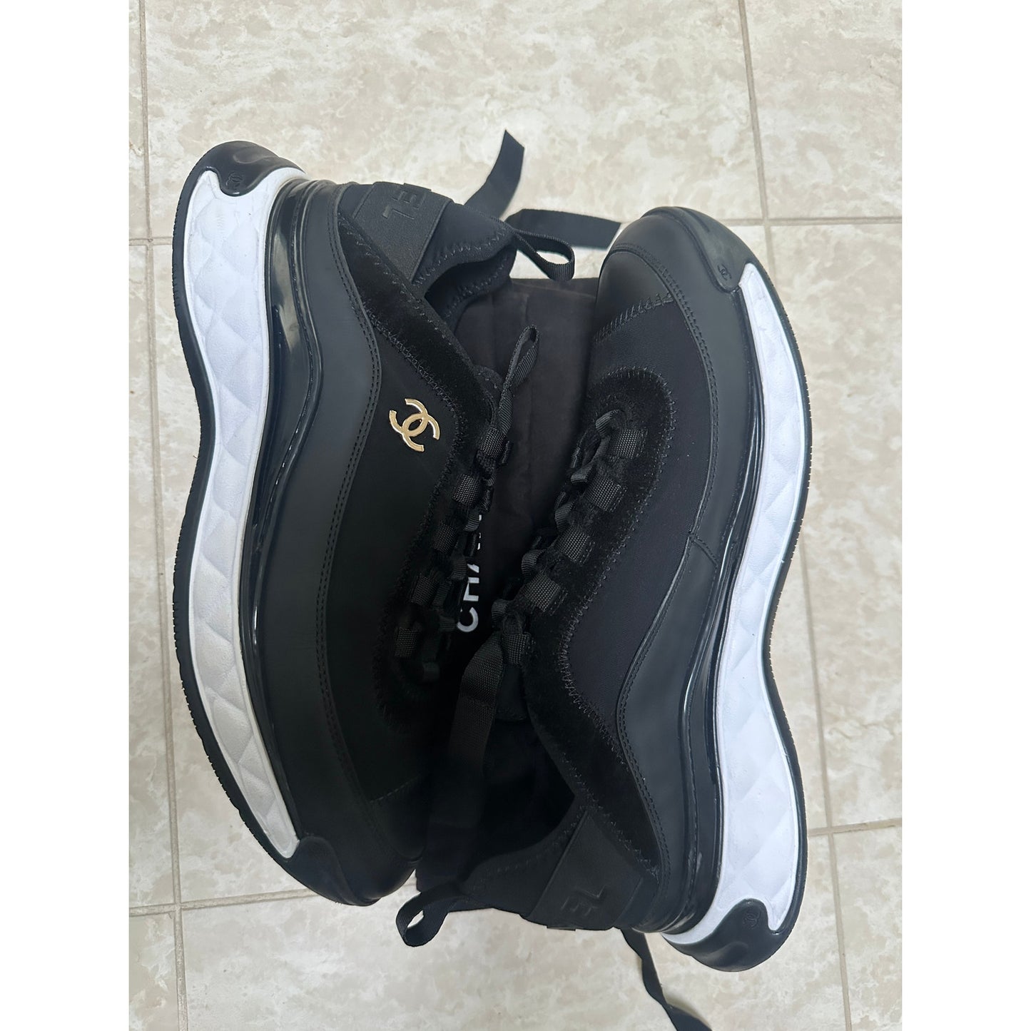 Size 9 - Chanel Men's Interlocking CC Logo Suede Sneakers
