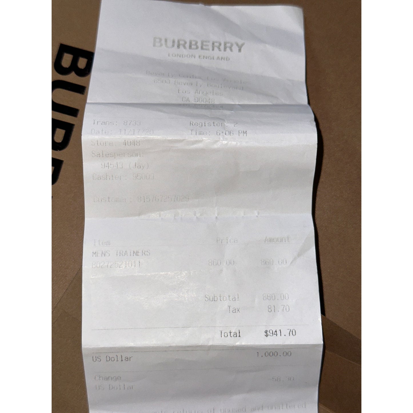 Burberry Arthur Monogram Print Sneaker Blue | Size 11US