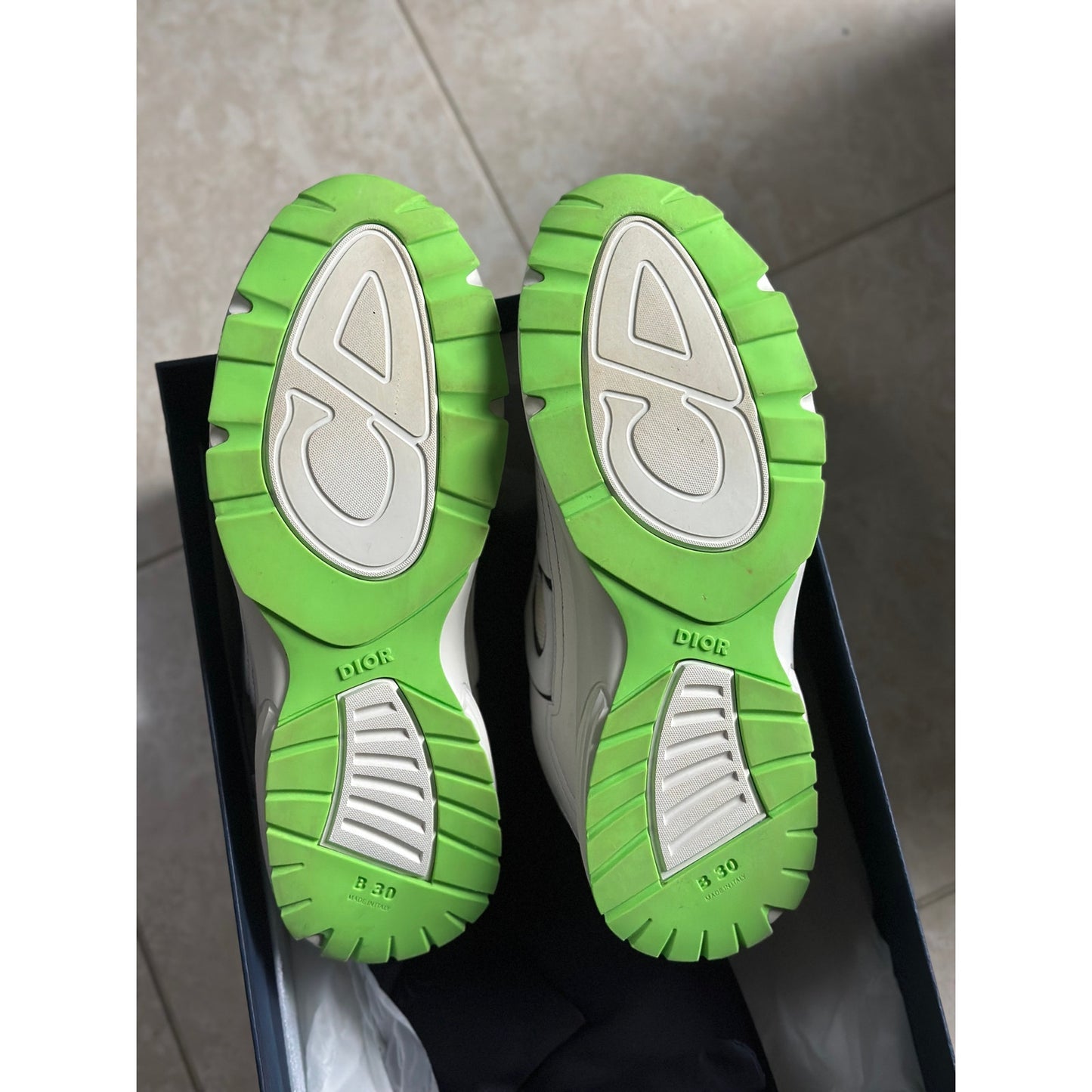 Size 11 - Dior B30 “Cream Green” White Sneaker Green Outsole