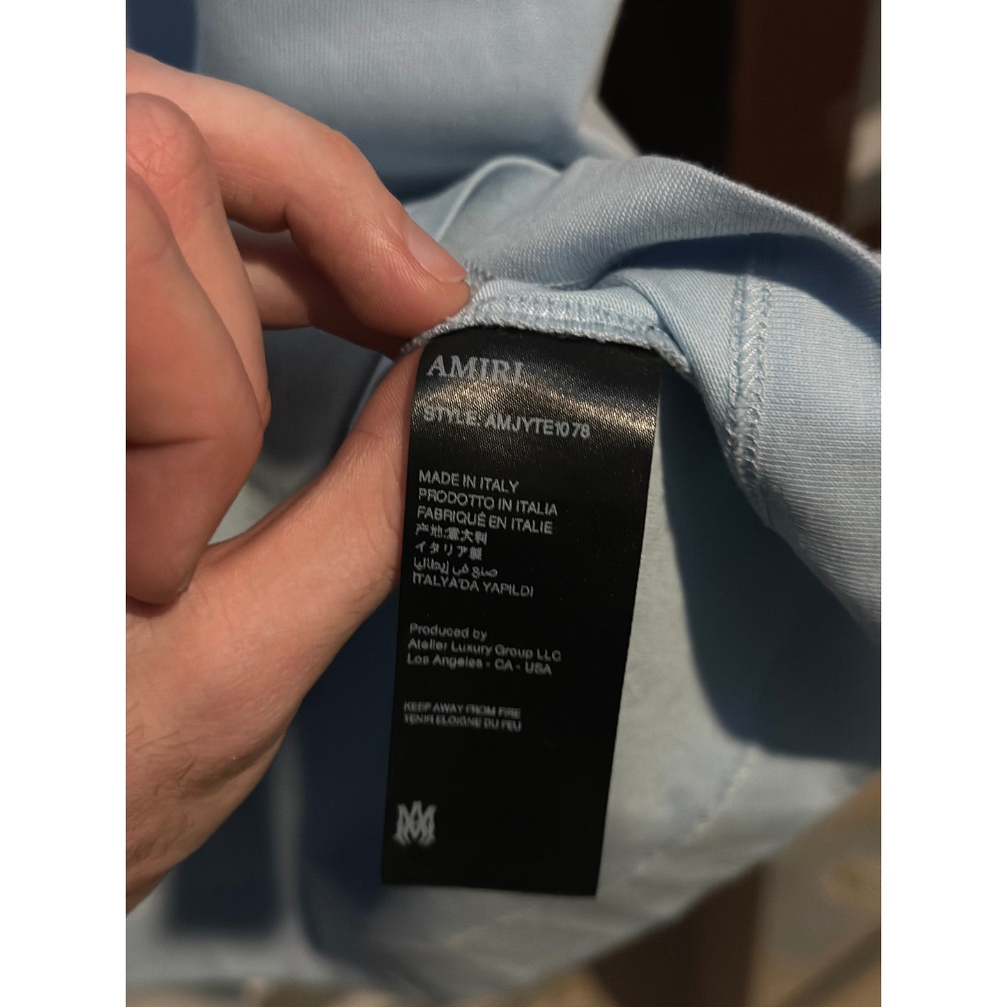 Amiri Men's Tee Shirt Blue | Size XXL