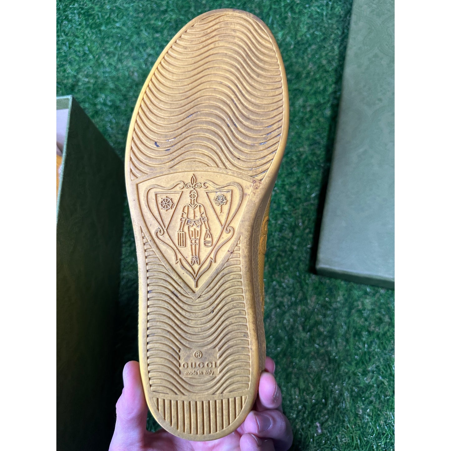 GUCCI GG Ace Yellow Leather Men's Sneakers