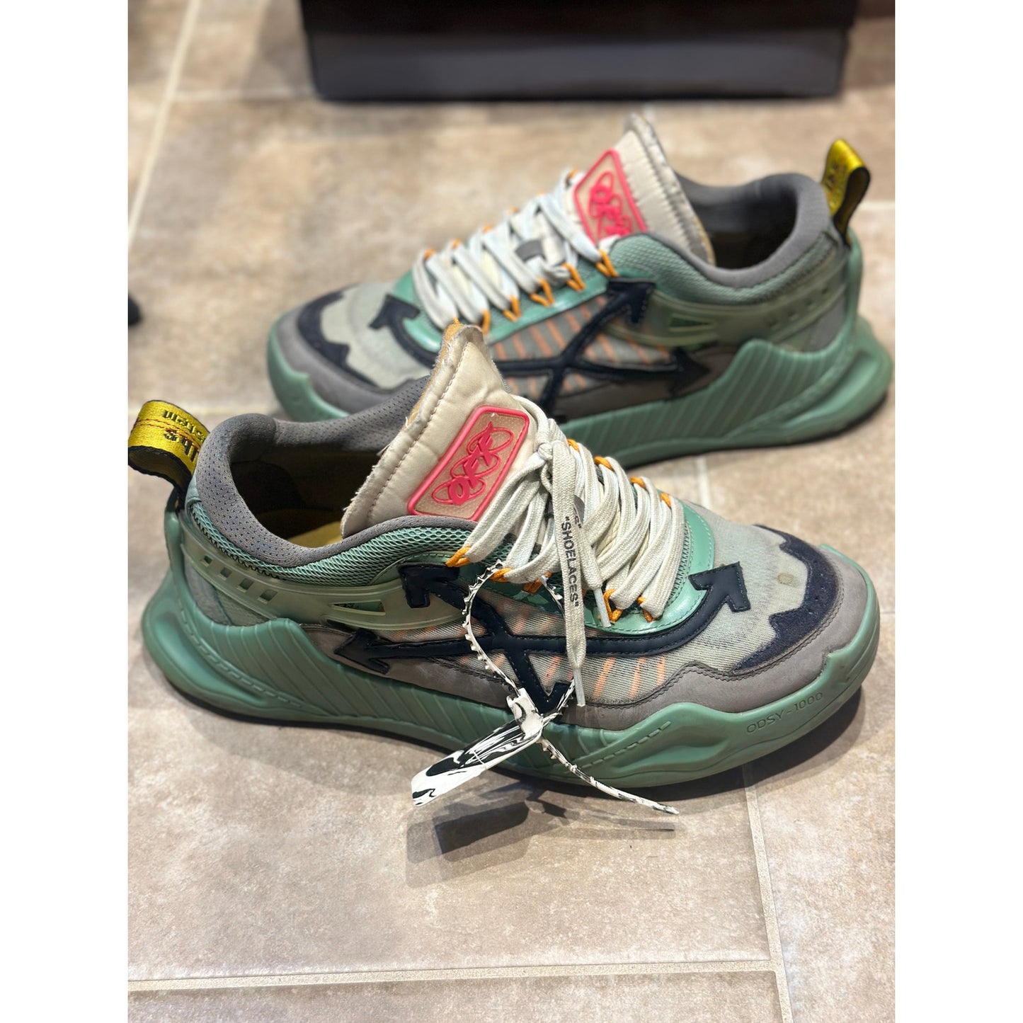 Off-White Odsy-1000 'Green Grey' Athletic Sneakers Men's Size: 11
