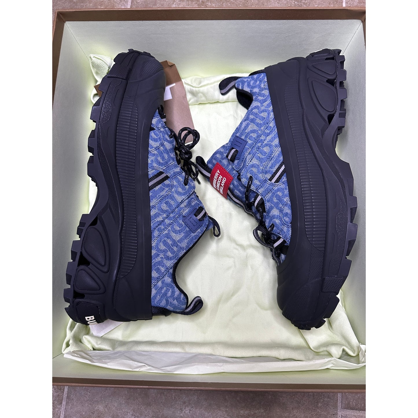 Burberry Arthur Monogram Print Sneaker Blue | Size 11US