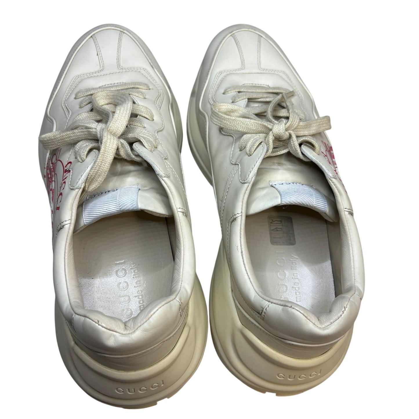Size 9G - Gucci Rython Red Logo Beige Sneakers