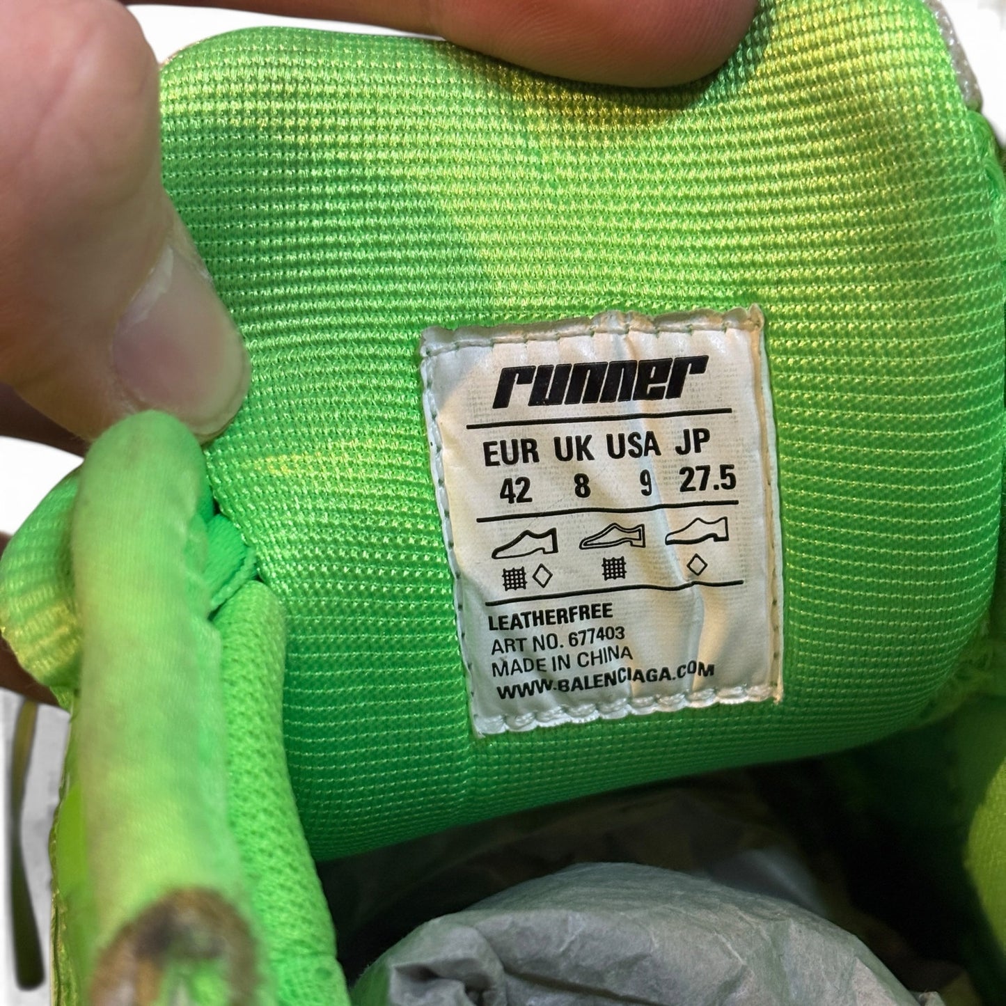 Size 9 - Balenciaga Runner Green White Track Sneakers
