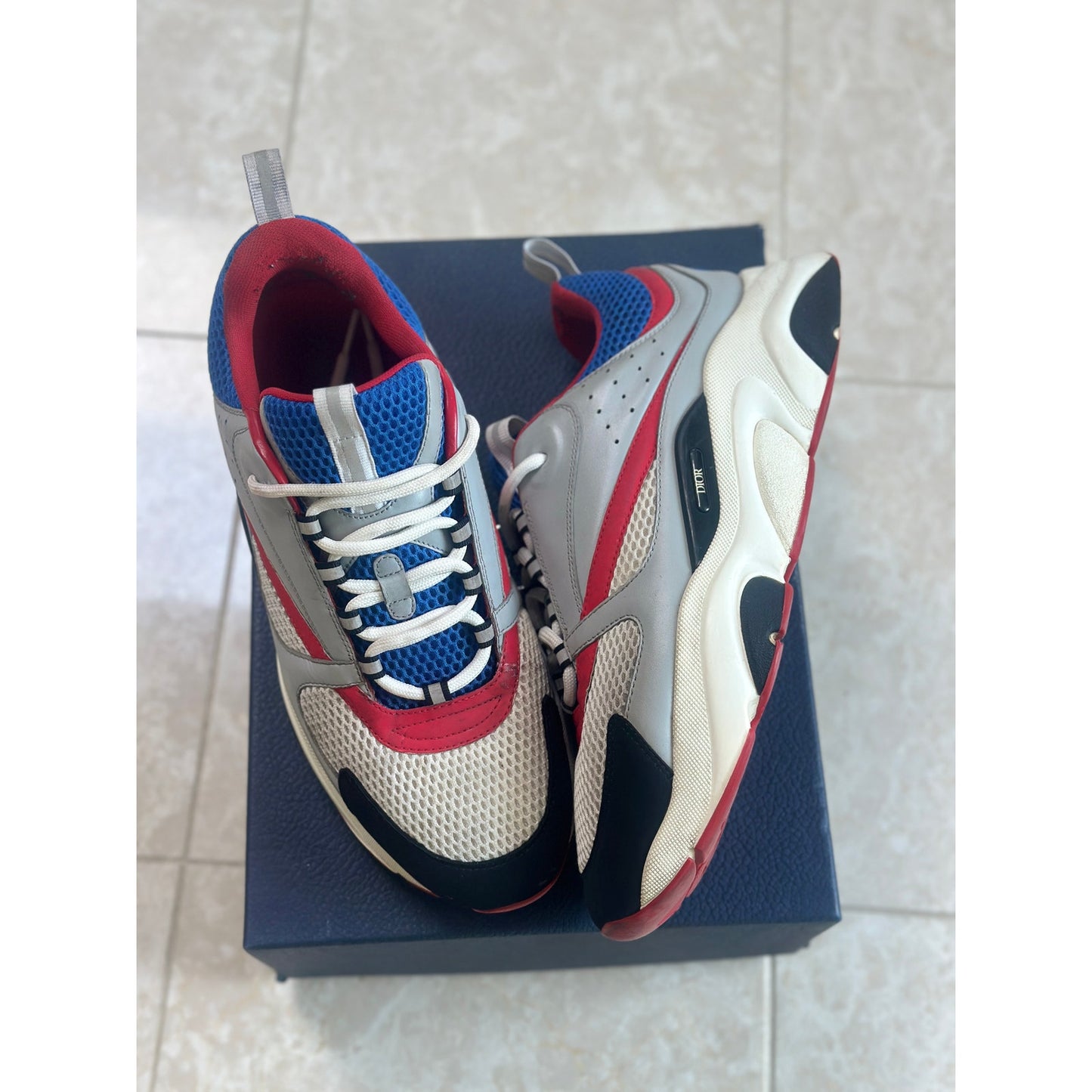Size 12 - Dior B22 “Gray Red Blue” sneakers
