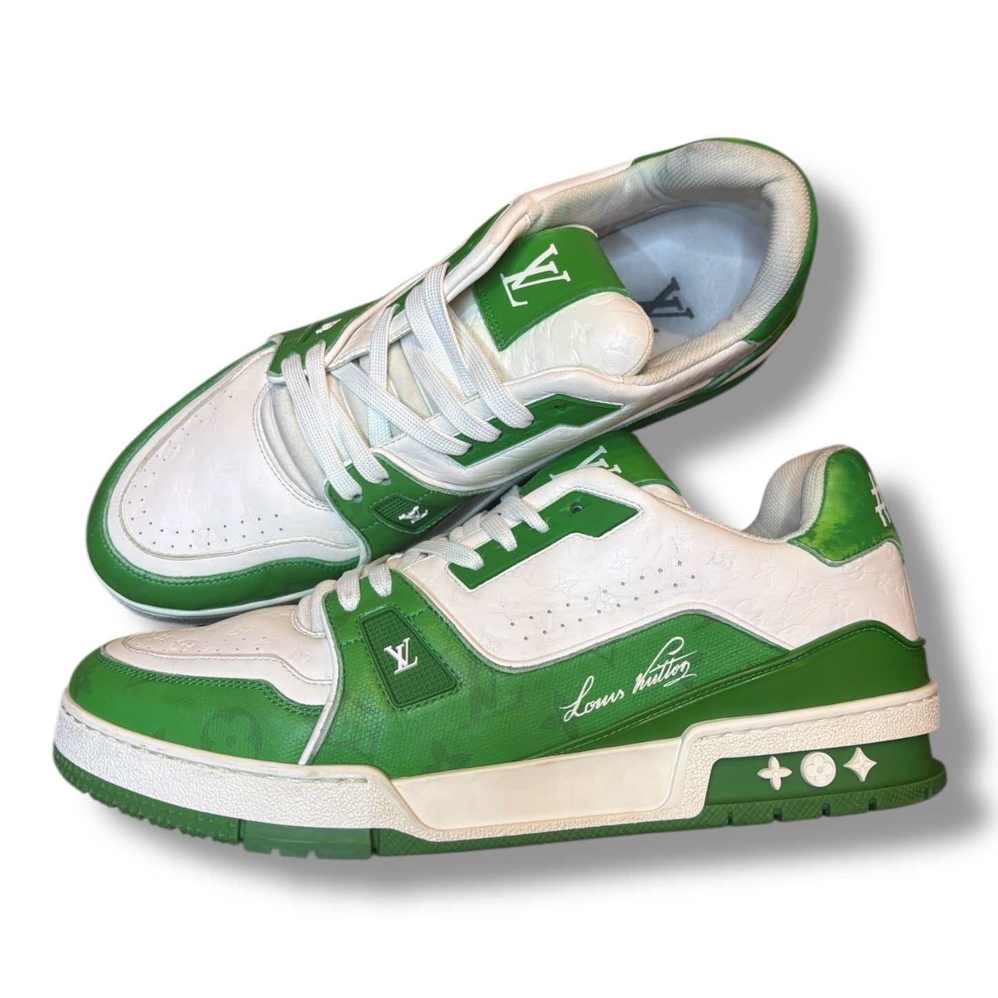 Louis Vuitton LV Trainer Green White Sneakers #54 | SZ 9.5LV