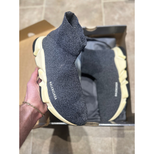 Balenciaga Grey Knit Fabric Speed Trainer Sneakers Size 44