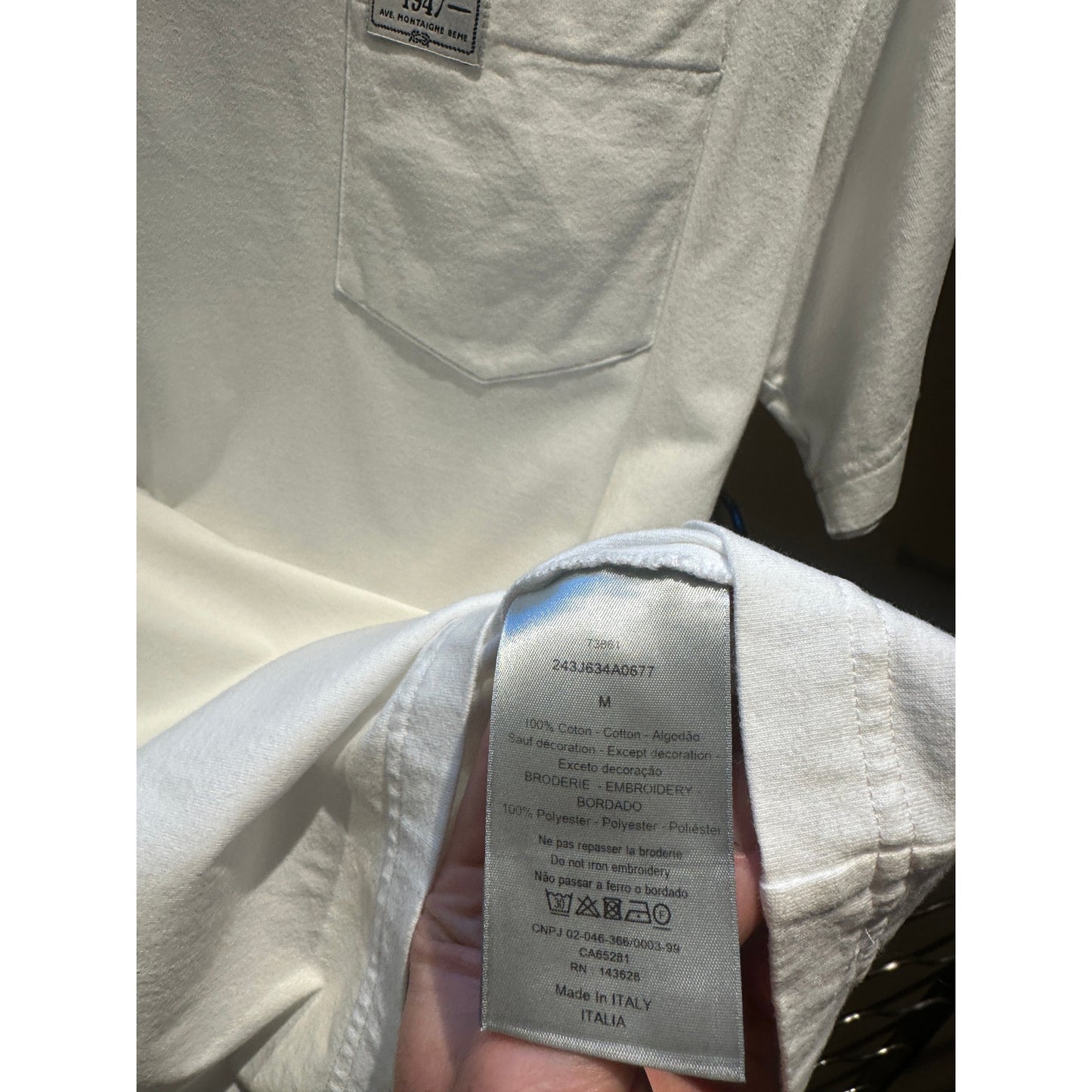 Size Medium - Christian Dior 1947 White Grey Embroidered Tee