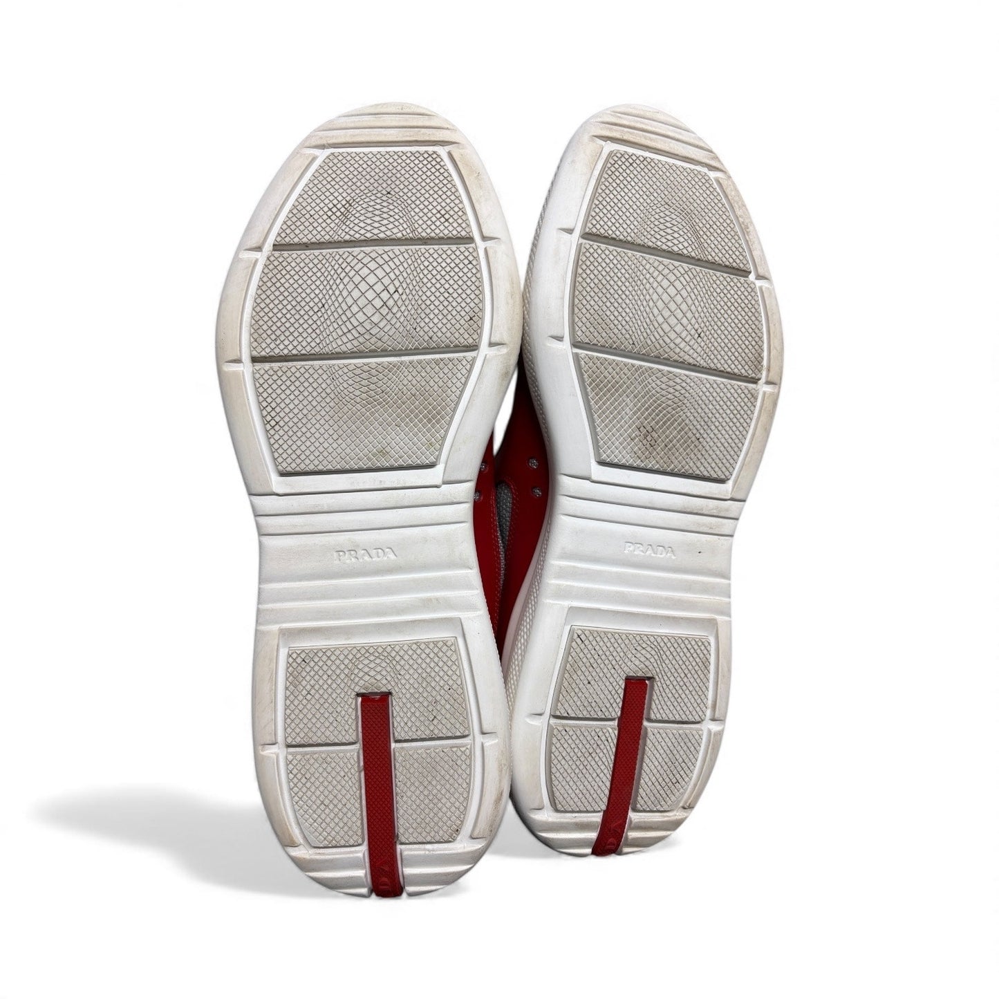 Prada America’s Cup Red / Grey Leather Sneakers | Size 11UK