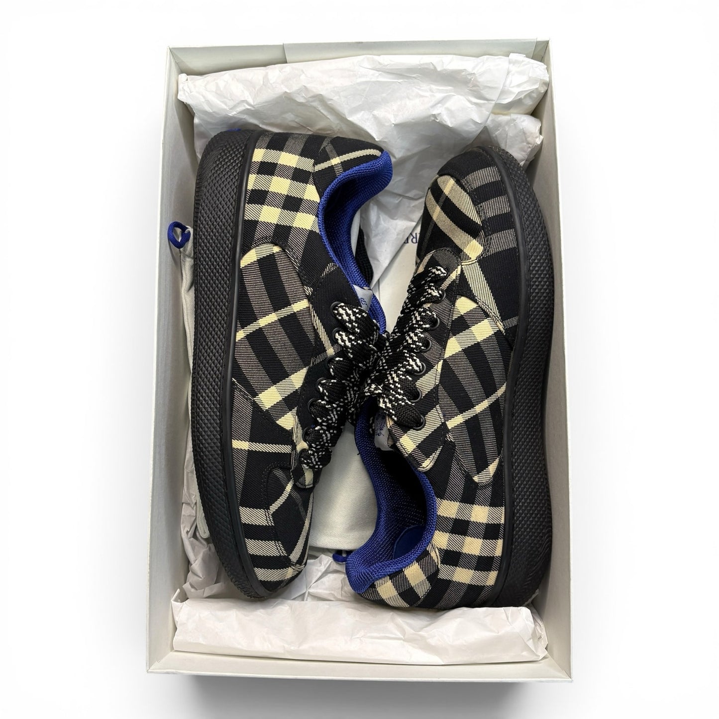 Burberry Check Terrace Sneakers Black Blue | Size 41(8US)