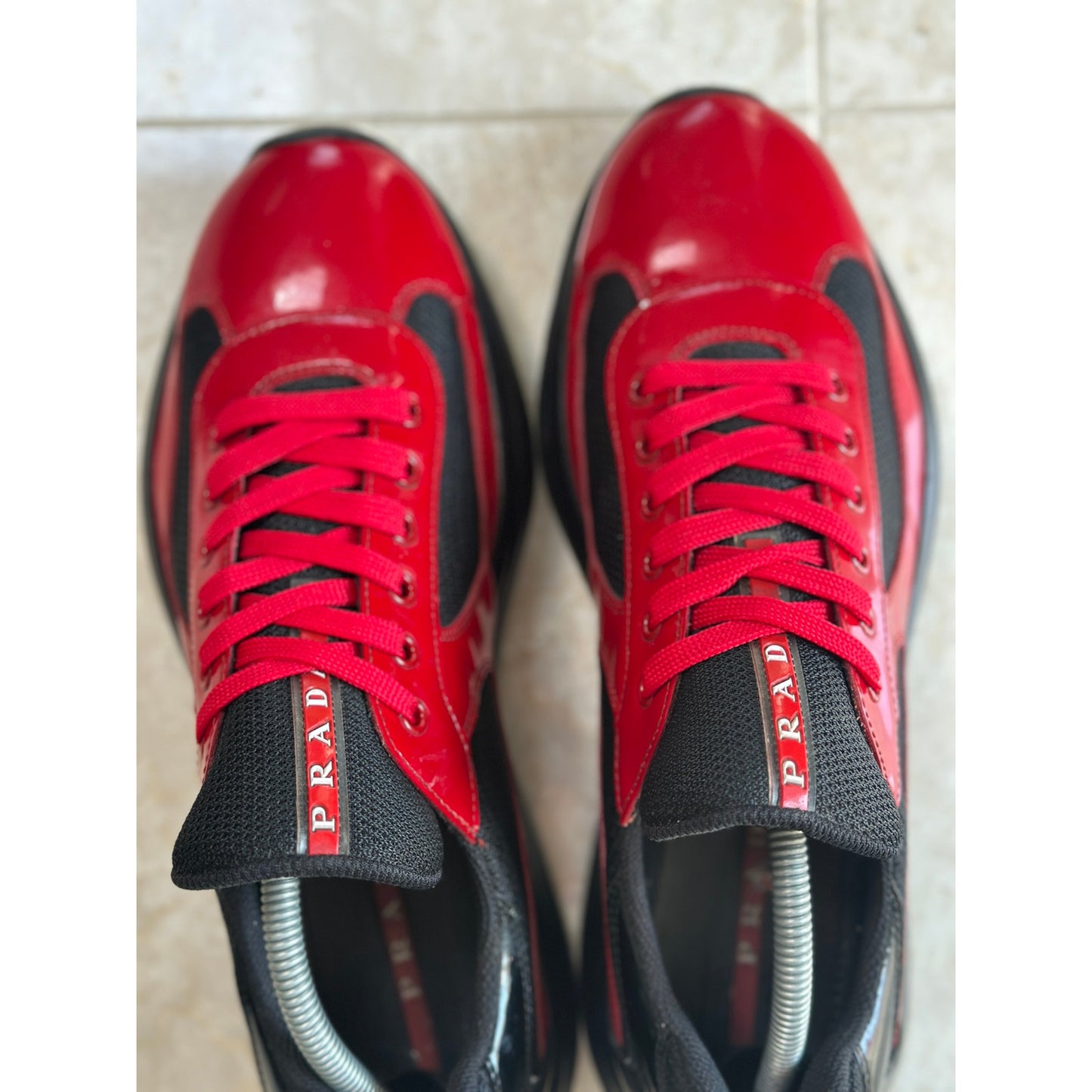 Prada America's Cup Red / Black Sneakers | Size 9Uk