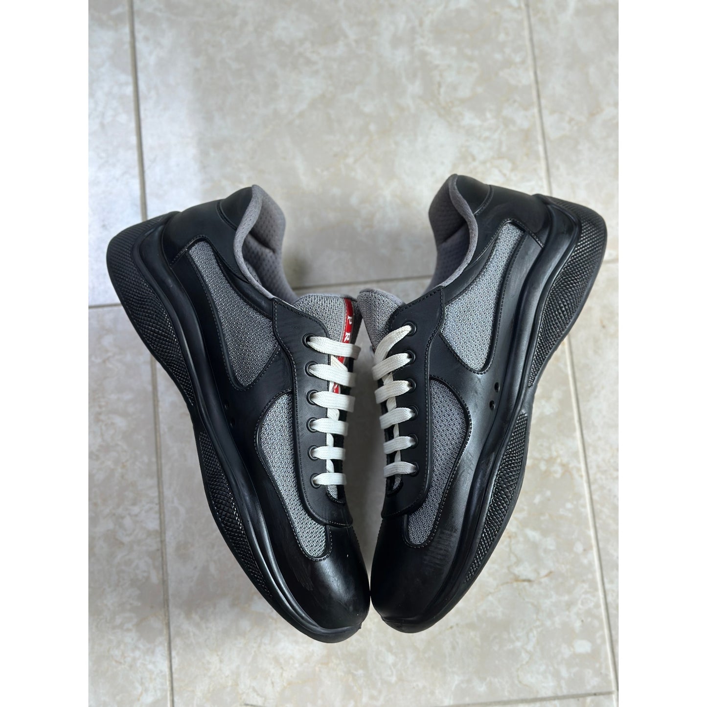 Size 10 - Prada America's Cup Black Soft rubber and bike fabric sneakers