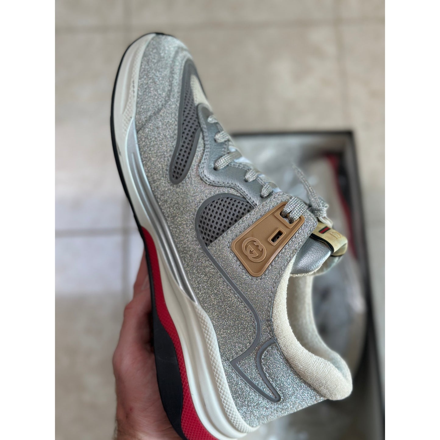 Gucci Men's Ultrapace Glitter Low Top Sneakers | Size 9.5 US