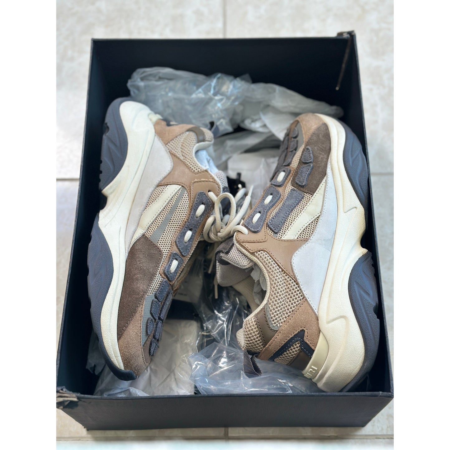 Size 10 - Amiri Bone Runner Brown/Black/Cream