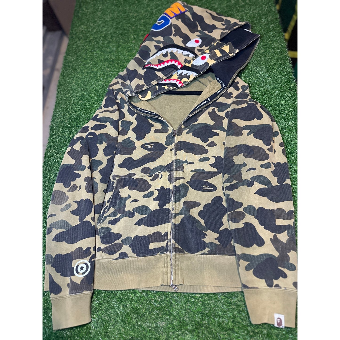 Size XL - Bape ABC Camo Double-Hood Shark Zipup