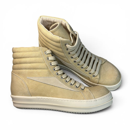 Rick Owens Beige & White Vintage High Top Sneakers | Size 40