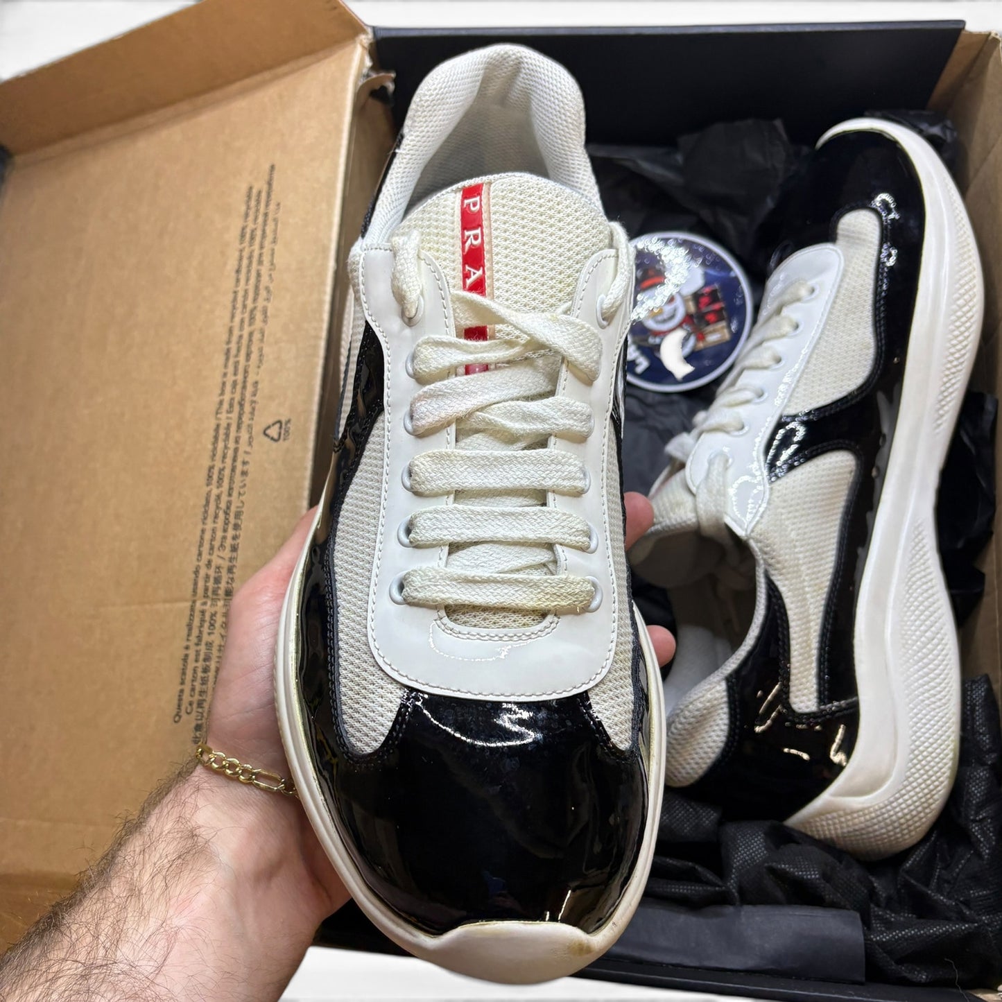 Prada America's Cup Sneakers Black White | Size 9.5UK