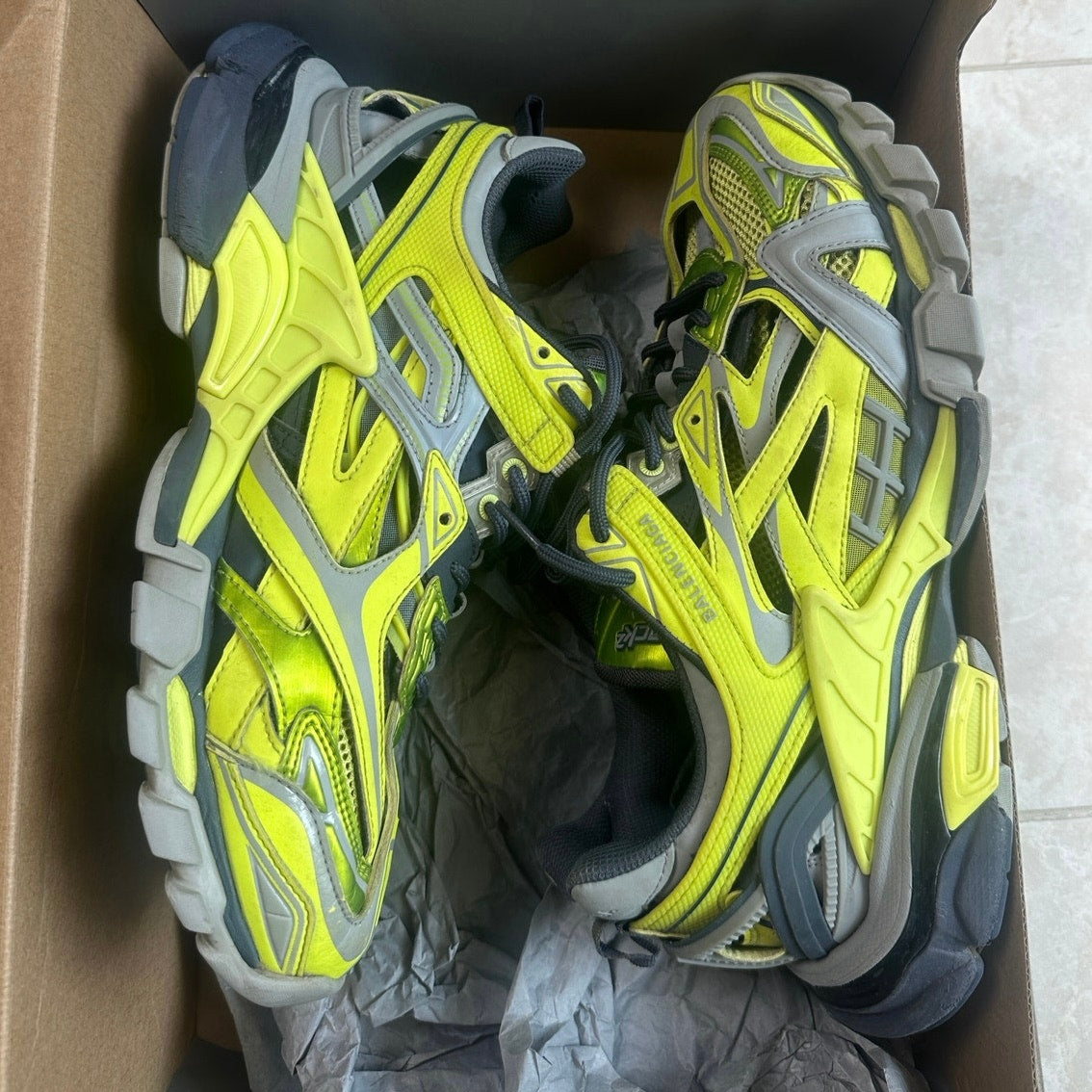 Size 9 - Balenciaga Track 2.0 “Yellow Grey” Sneakers OG ALL