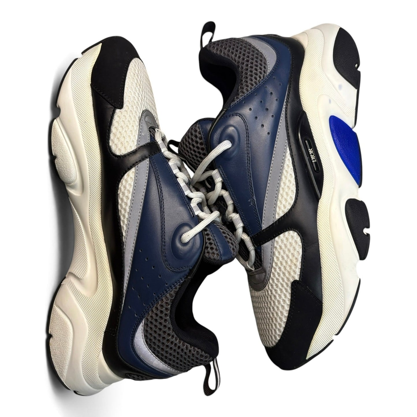 Dior B22 Reflective Navy Blue Black Sneakers | Size 44(11US)