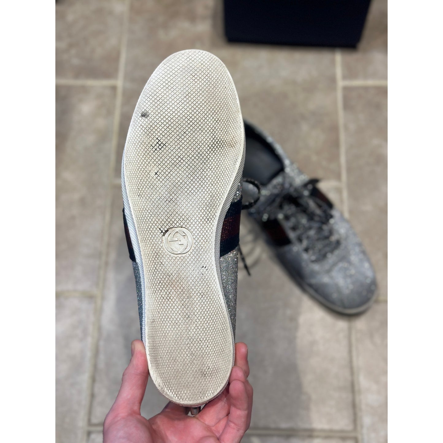 Gucci Glitter Ace Silver Mens Sneaker US11 EU44 GUCCI/UK10.5