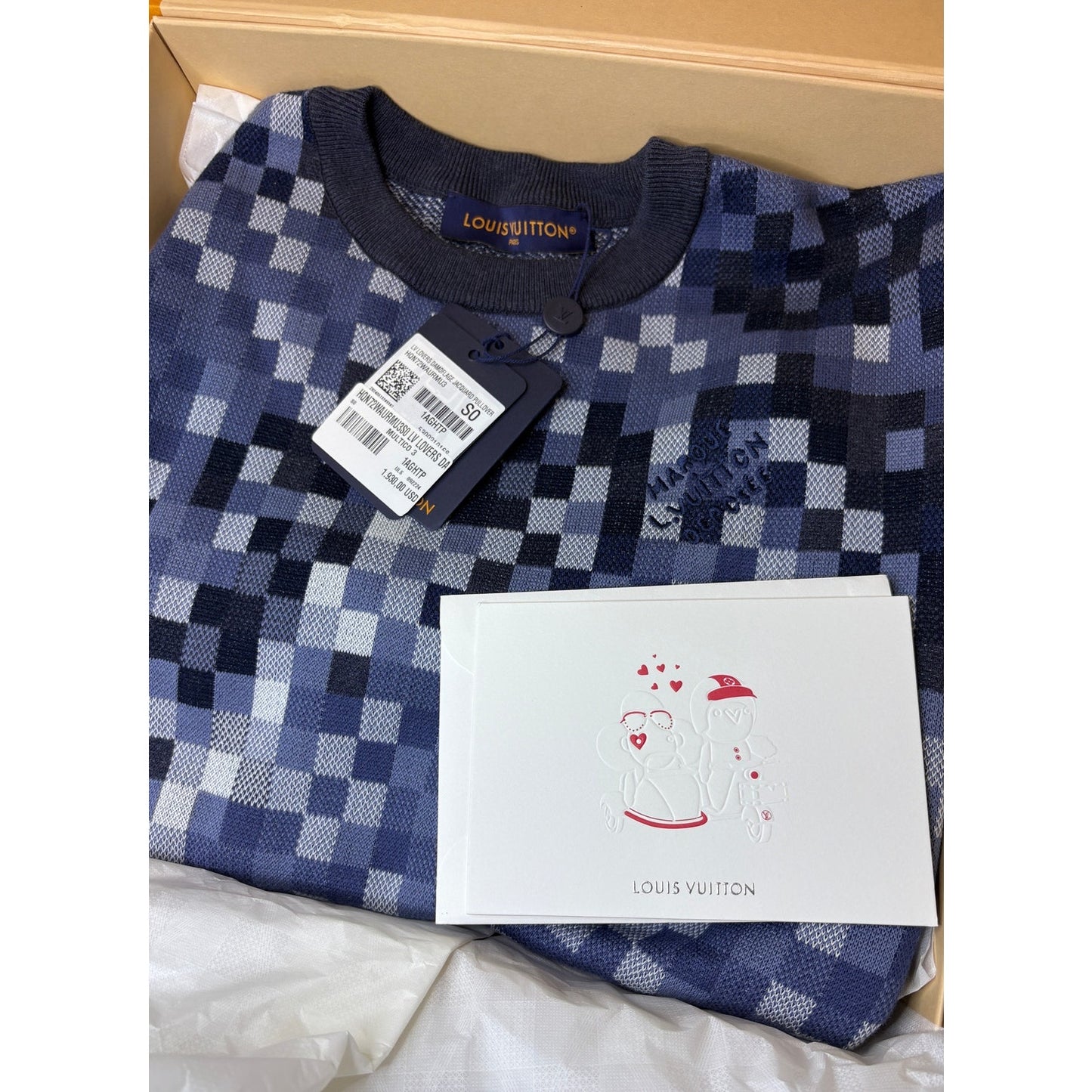 LV 'Lovers' Damoflage Jacquard Pullover | New With Tags