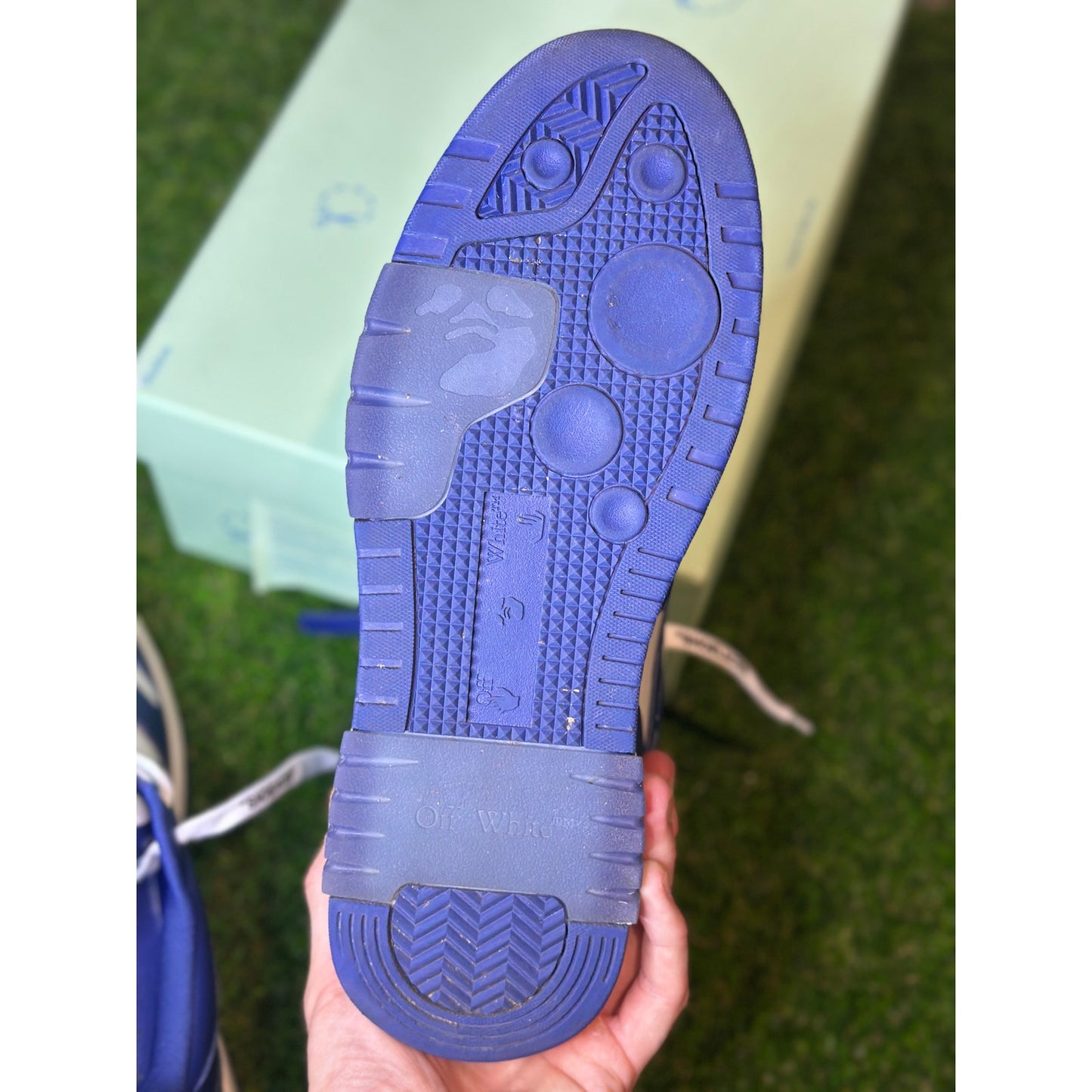 Size 9 - OFF-WHITE Out Of Office Low Tops Dark Blue White