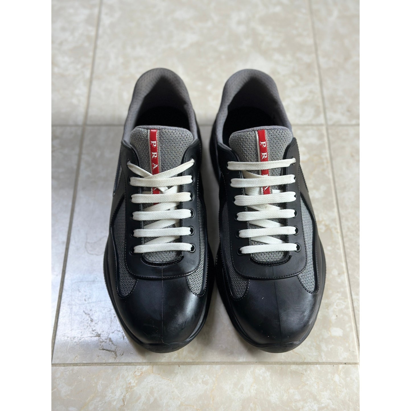 Size 10 - Prada America's Cup Black Soft rubber and bike fabric sneakers