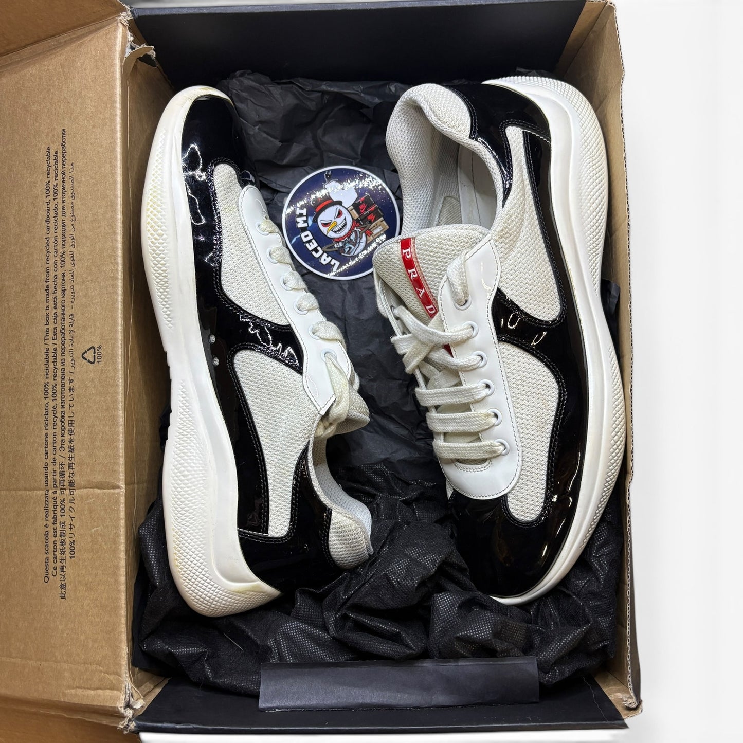 Prada America's Cup Sneakers Black White | Size 9.5UK