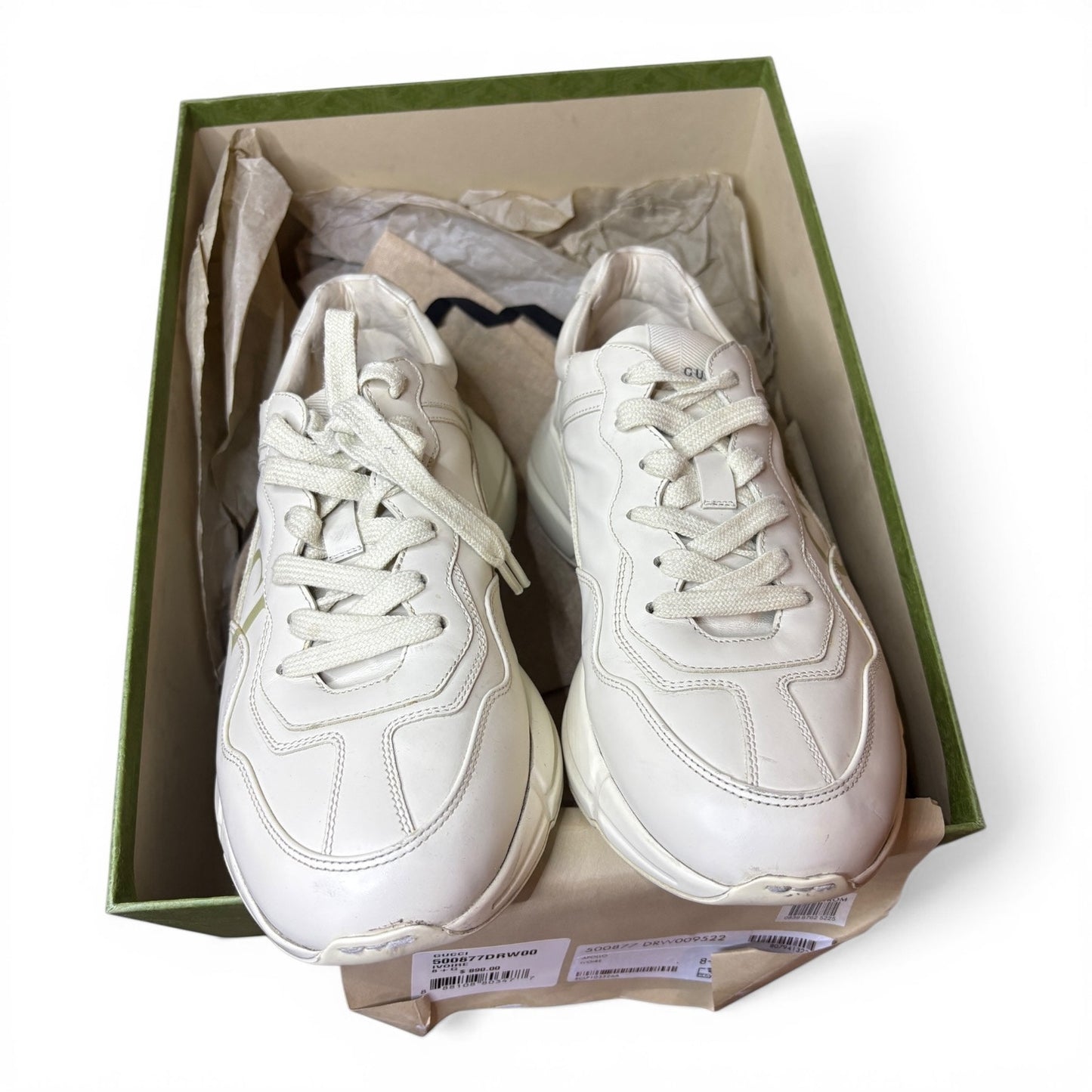 Gucci Rython White Logo Sneaker Sneakers | 8.5G