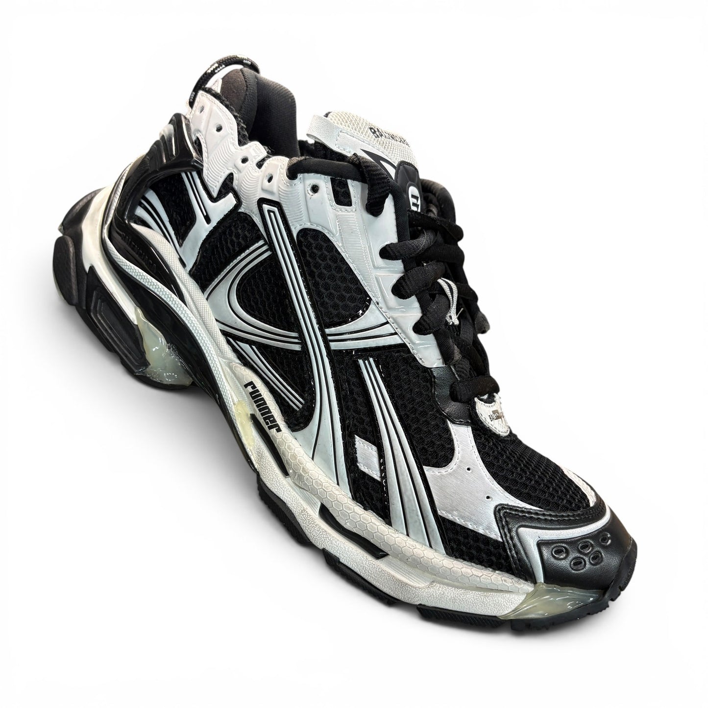 Balenciaga Runner Black & White Track Sneakers | Size 12US