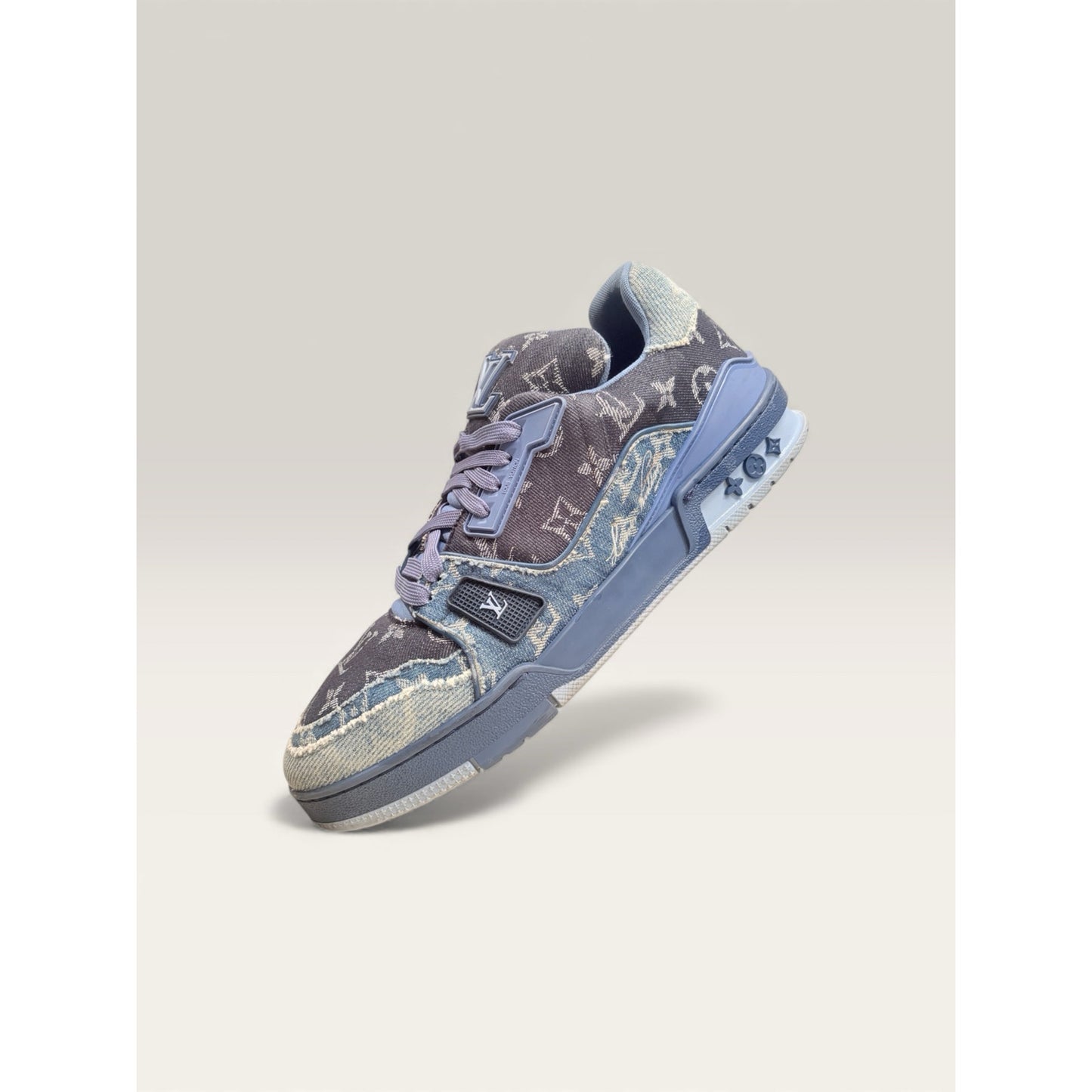 Louis Vuitton Trainers Monogram Blue Denim Mens 9.5 LV